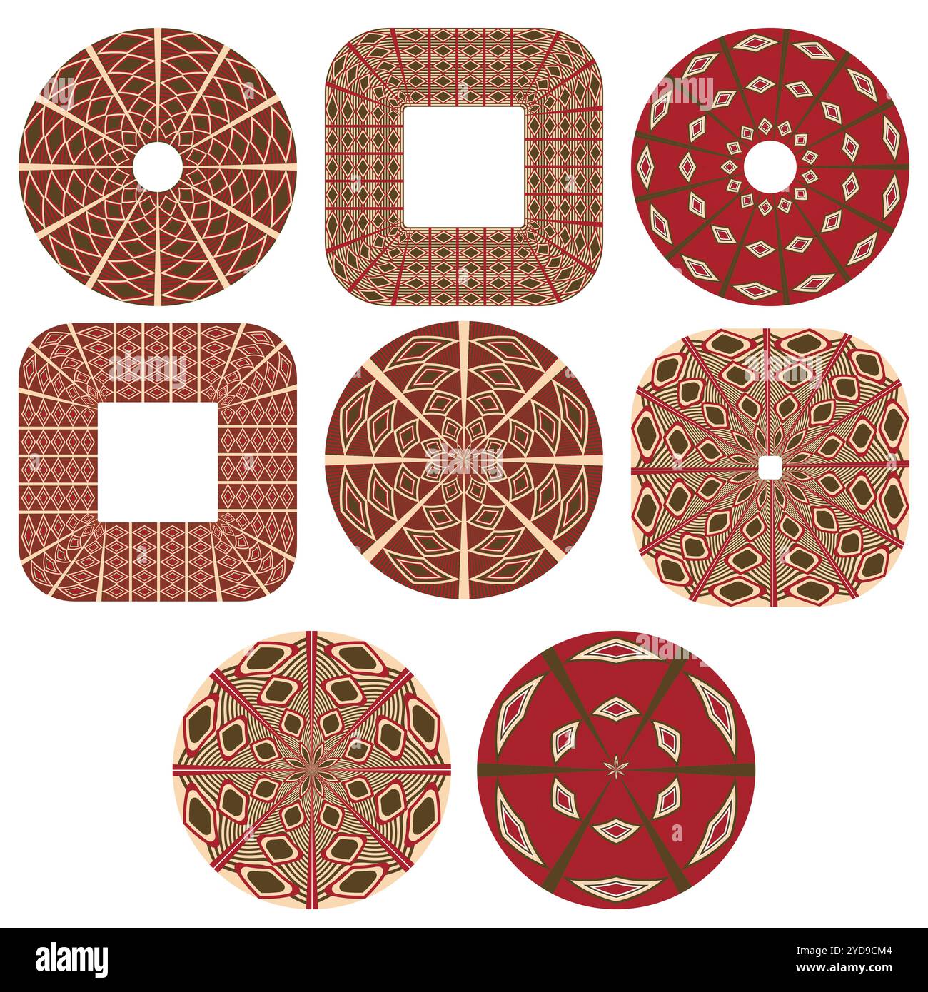 Icône de l'art aborigène géométrique. Décoration ethnique tribale arrondie. Afican, motiph. australien. Peinture de points. Illustration vectorielle, modèle pour Illustration de Vecteur