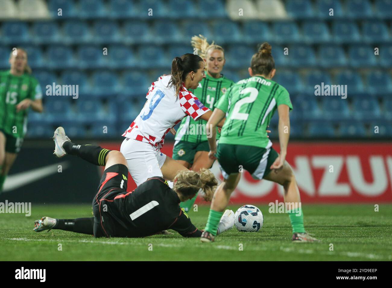 Varazdin, Croatie. 25 octobre 2024. Premier match de qualifications supplémentaires pour le Championnat d'Europe de football féminin, entre la Croatie et l'Irlande du Nord, au stade Andjelko Herjavec, à Varazdin, Croatie, le 25 octobre 2024. Photo : Luka Batelic/PIXSELL crédit : Pixsell/Alamy Live News Banque D'Images