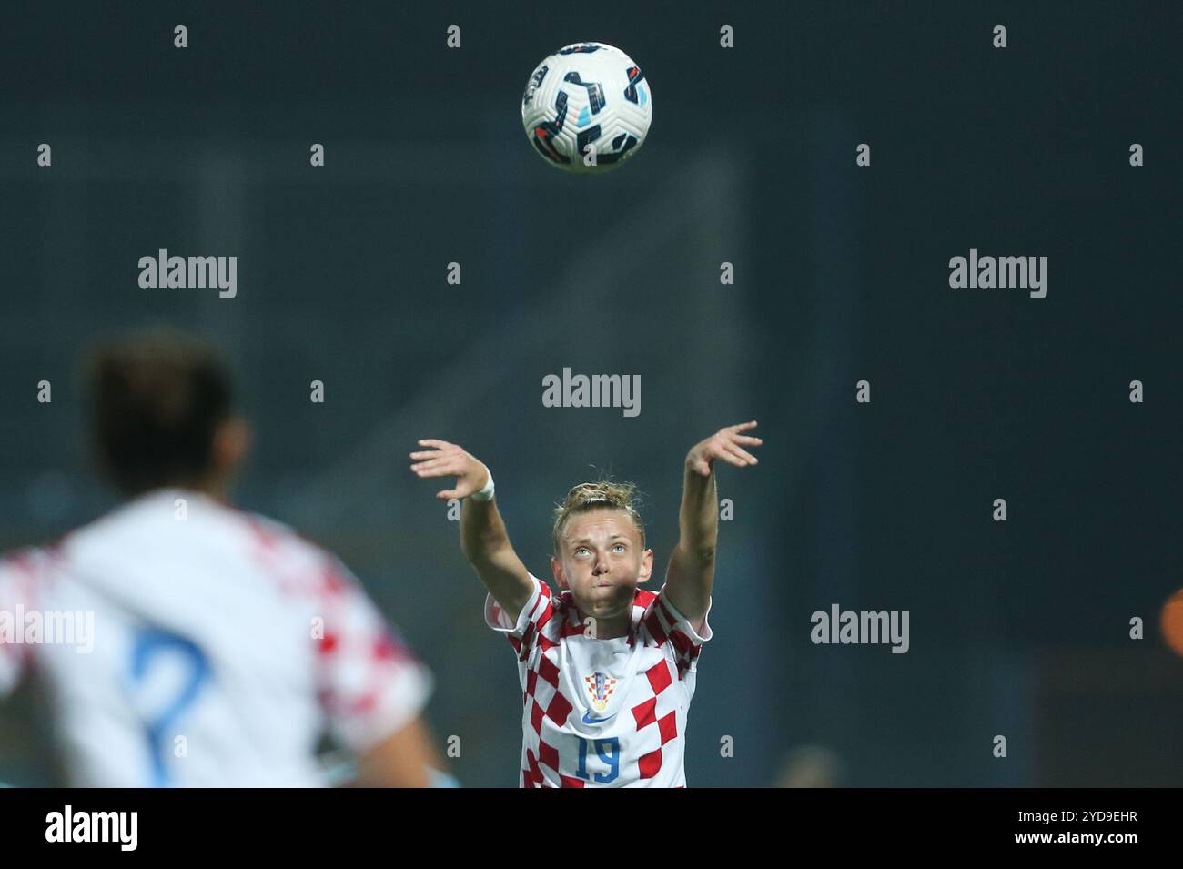 Varazdin, Croatie. 25 octobre 2024. Janja Canjevac de Croatie en action lors du premier match de qualifications supplémentaires pour le Championnat d'Europe de football féminin, entre la Croatie et l'Irlande du Nord, au stade Andjelko Herjavec, à Varazdin, Croatie, le 25 octobre 2024. Photo : Luka Batelic/PIXSELL crédit : Pixsell/Alamy Live News Banque D'Images