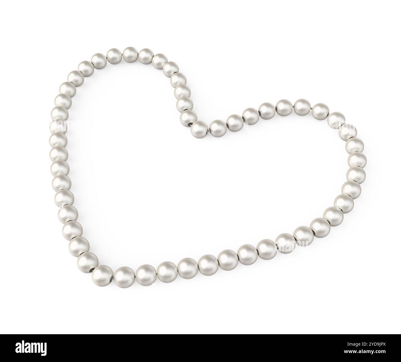Collier de perles de luxe en forme de coeur sur fond blanc Banque D'Images