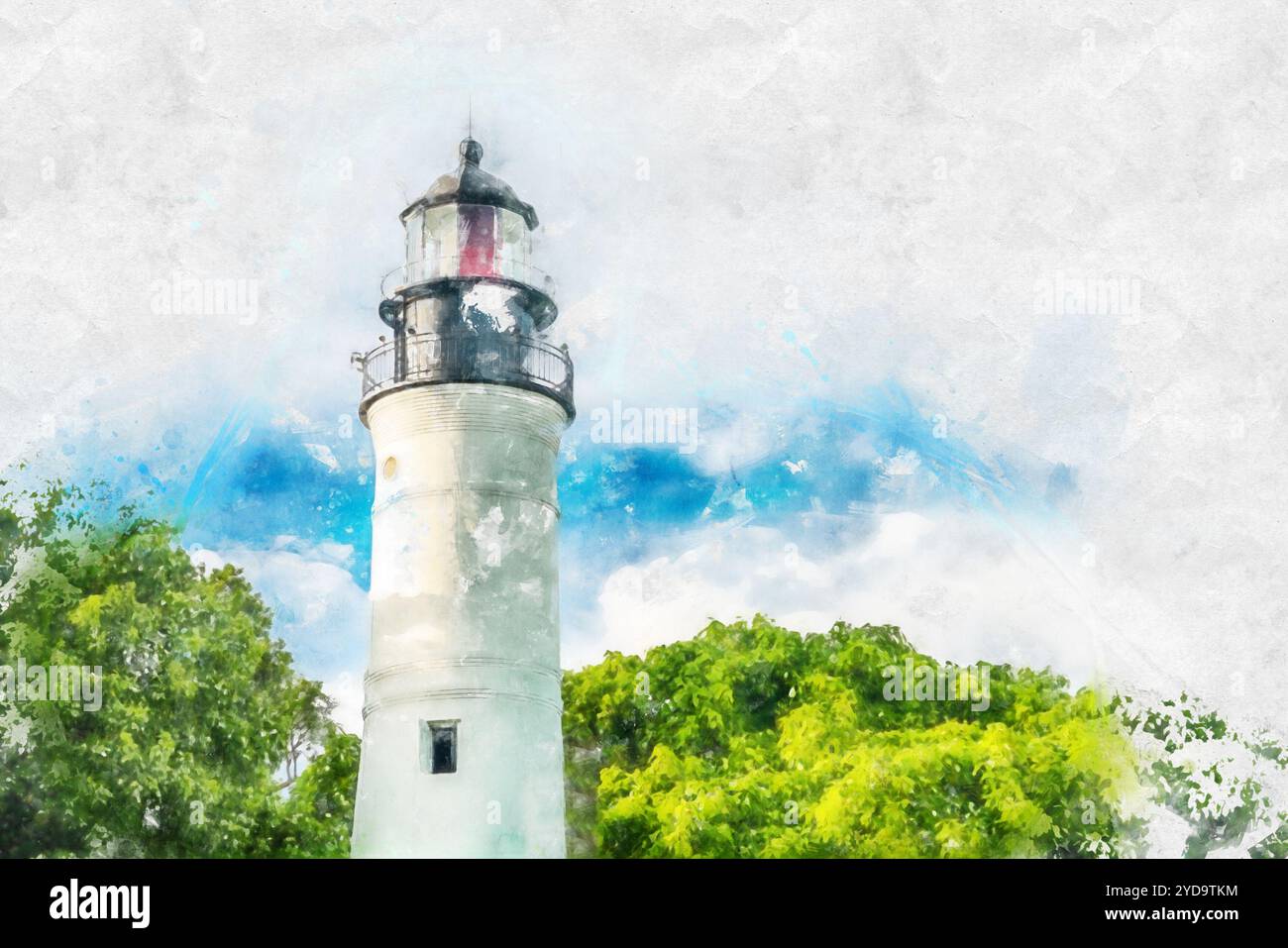 Aquarelle illustration de Lighthouse isolé sur fond blanc Banque D'Images