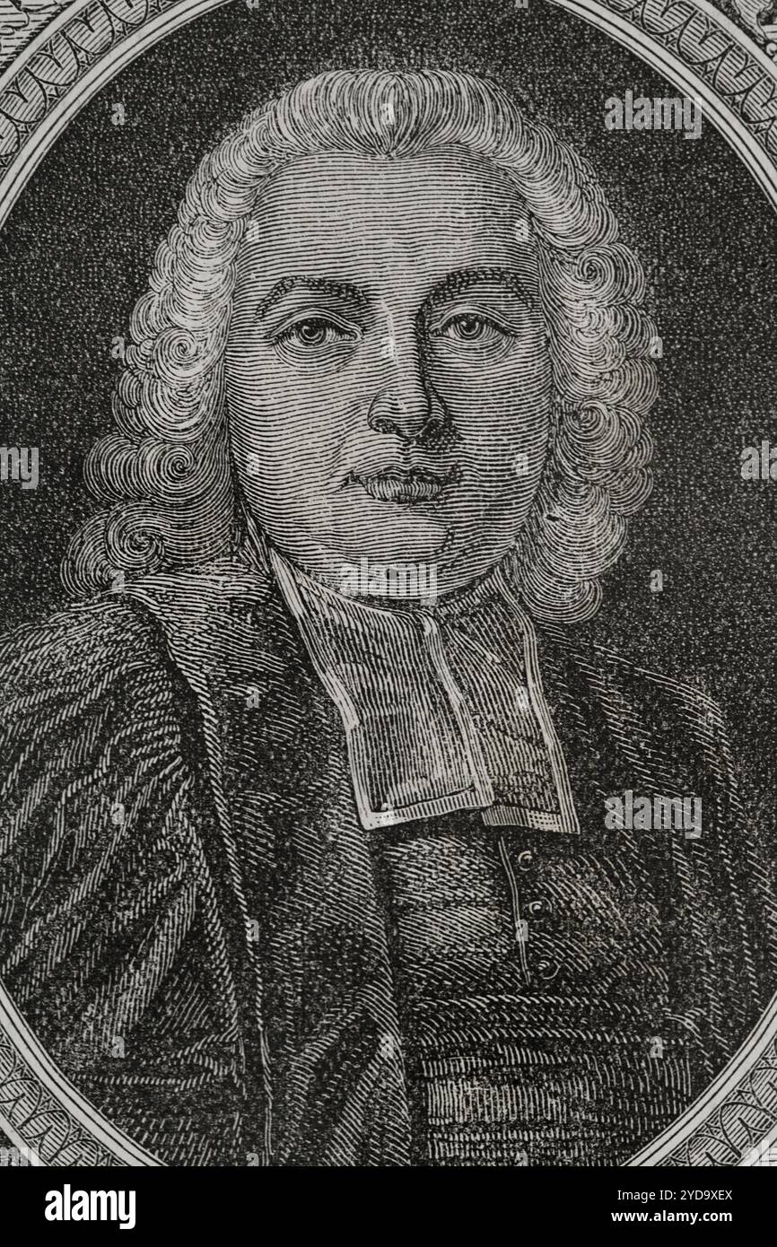 Guillaume-Chrétien de Lamoignon de Malesherbes, dit Malesherbes (1721-1794). Homme d'État français, ministre et avocat pour la défense du roi Louis XVI. mort par guillotine pendant le règne de terreur à la Révolution française. Portrait. Gravure par Pannemaker. "Histoire de la Révolution française". Volume I, 1876. Banque D'Images