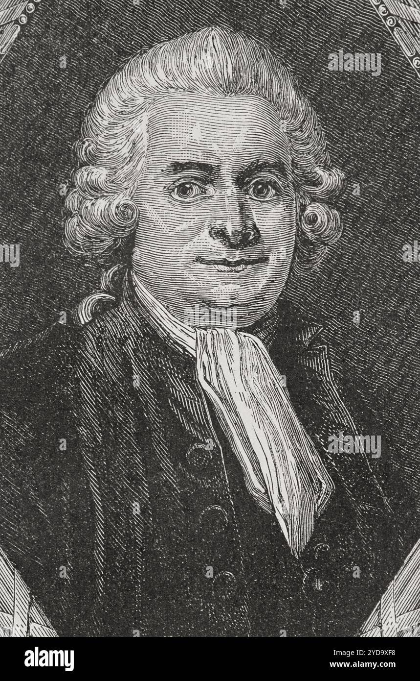 Guy-Jean-Baptiste Target (1733-1806). Avocat et homme politique français. En 1789, il est élu député du tiers état à Paris aux États généraux. Il soutient la loi sur la Constitution civile du clergé, dont il est l'un des principaux auteurs. Il a présidé l'Assemblée nationale constituante du 18 janvier au 2 février 1790. Portrait. Gravure par Pannemaker. "Histoire de la Révolution française". Volume I, 1876. Banque D'Images