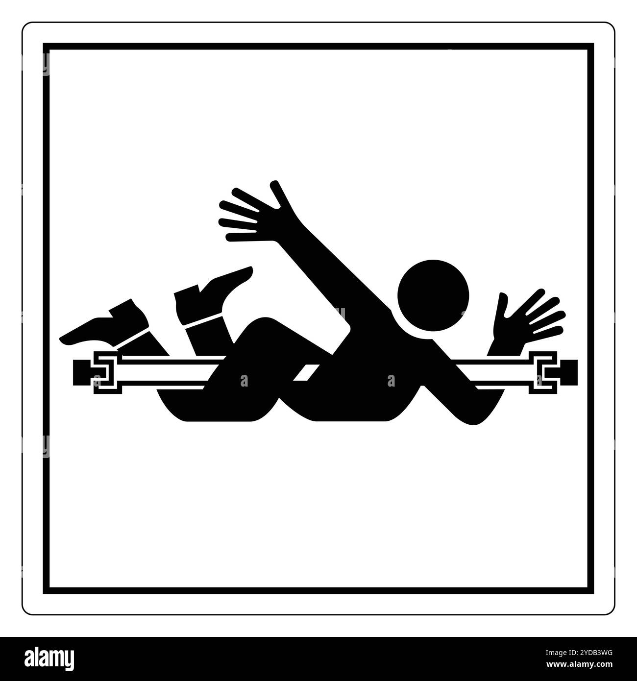 Autocollant de sécurité de sensibilisation au risque de chute Illustration de Vecteur