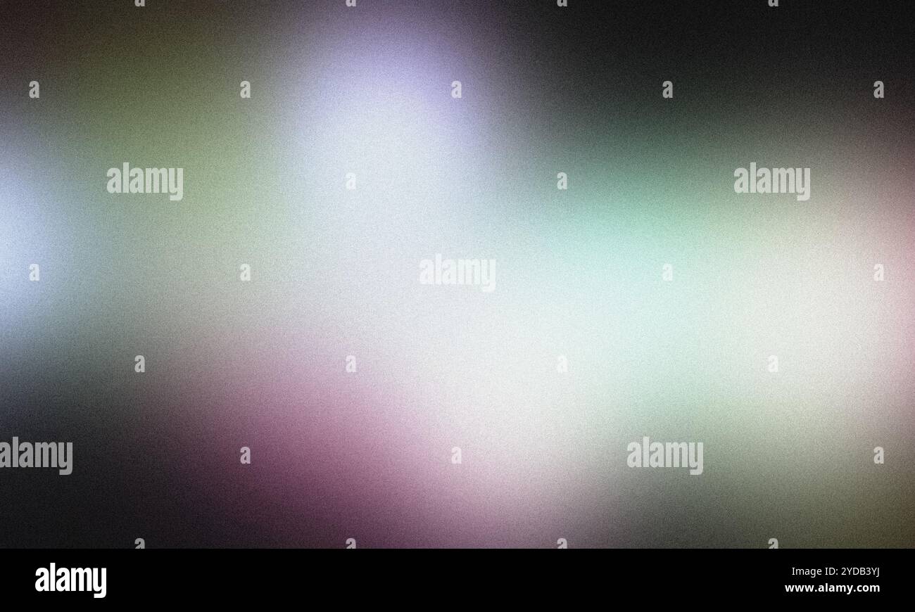 Fond abstrait graineux dégradé avec décoloration du noir dans les tons vert, blanc et violet Banque D'Images
