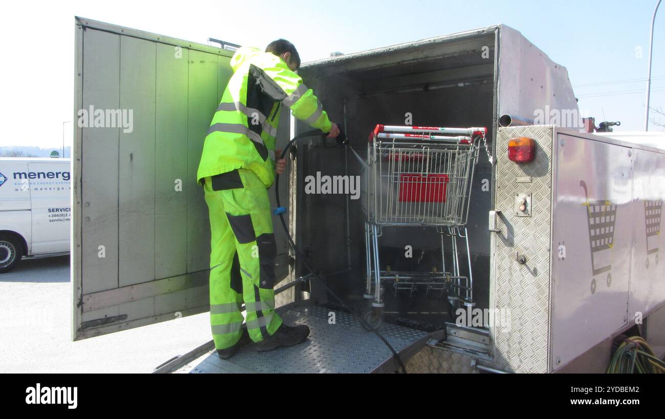Nettoyage et hygiène à la direction de la propriété Banque D'Images