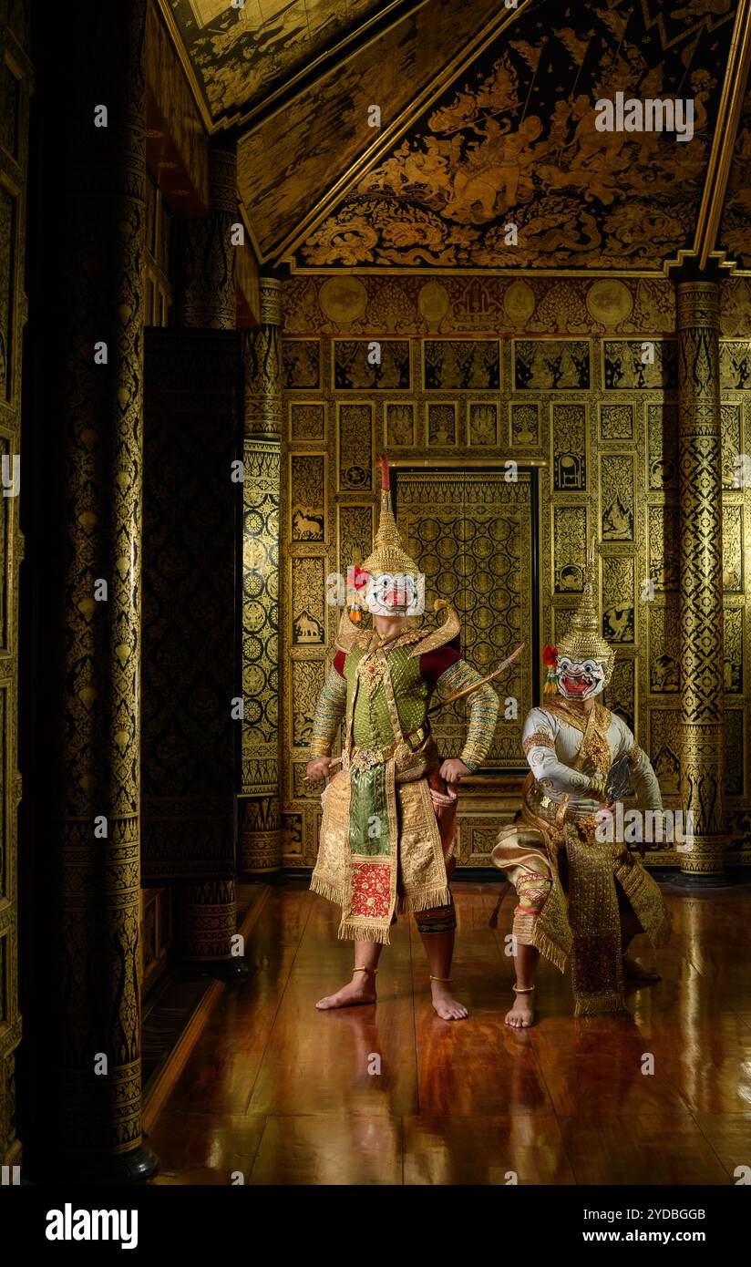 Khon, est une danse thaïlandaise classique dans un masque. Voici Hanuman Banque D'Images