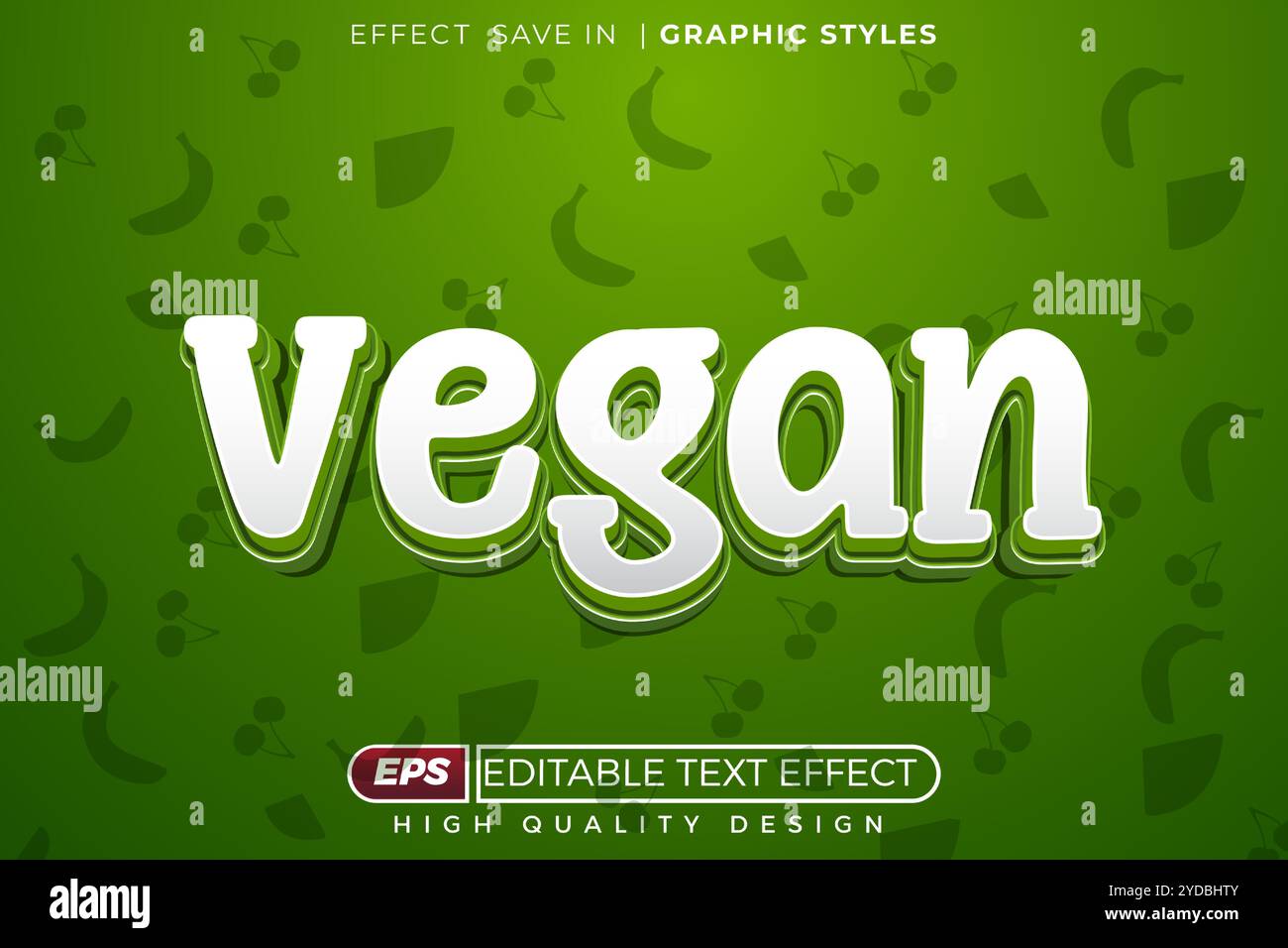 Effet texte 3D éditable vegan Illustration de Vecteur