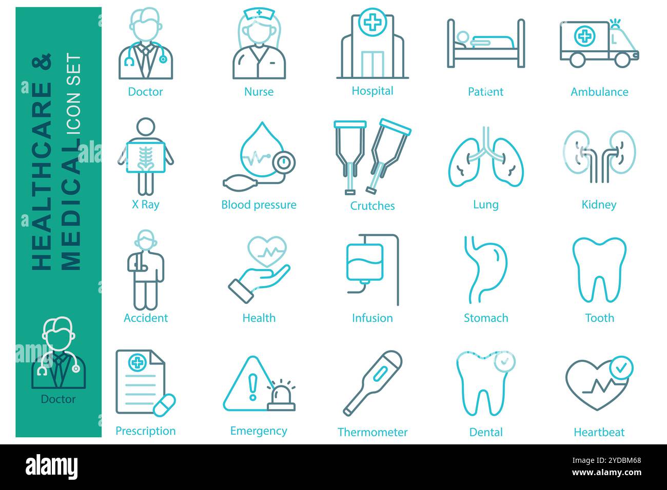 Jeu d'icônes médicales. médecin, infirmière, hôpital et plus encore. style d'icône de ligne. icône liée aux soins de santé. illustration vectorielle d'éléments médicaux Illustration de Vecteur