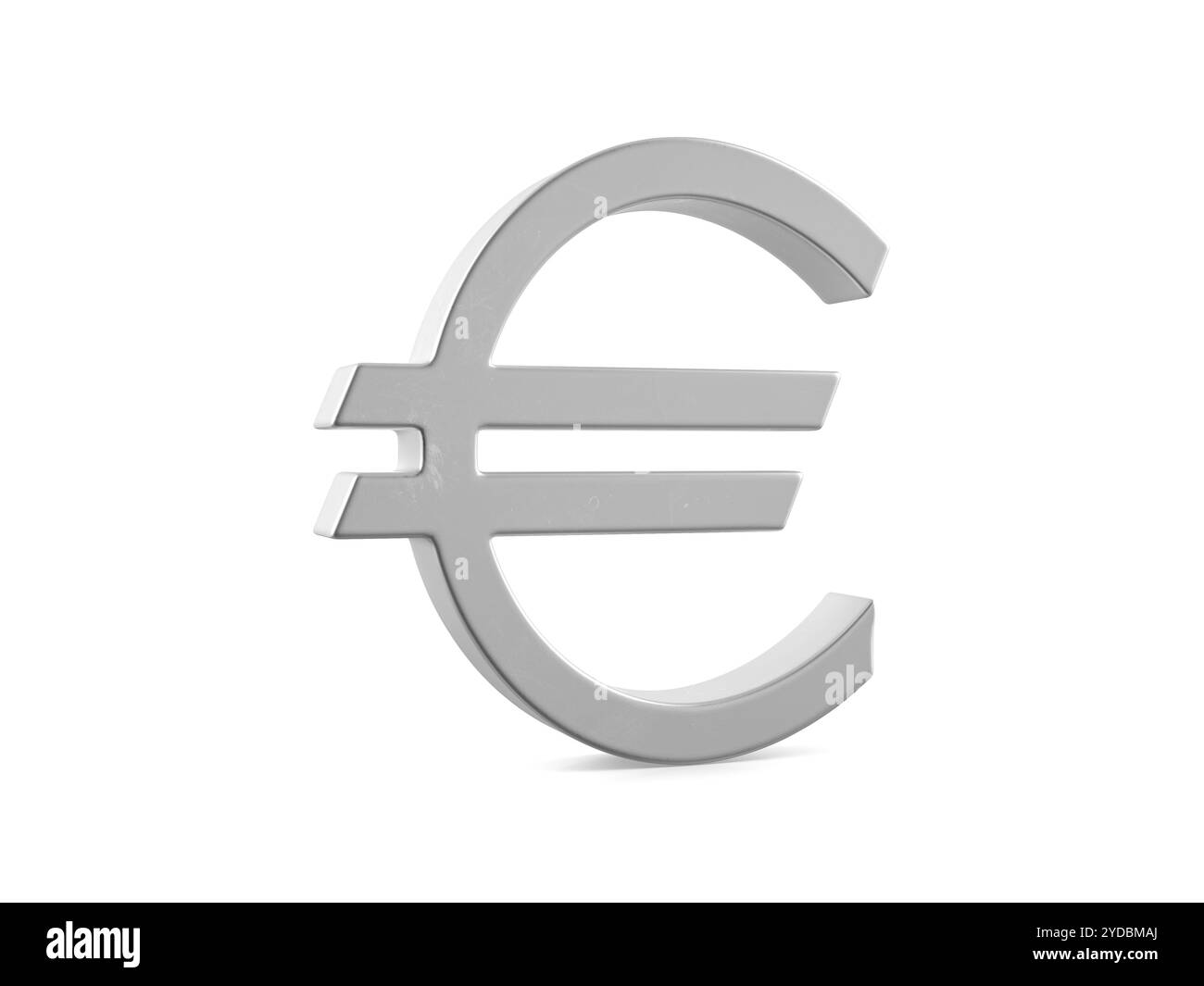 Symbole euro en métal sur fond blanc. illustration 3d. Banque D'Images