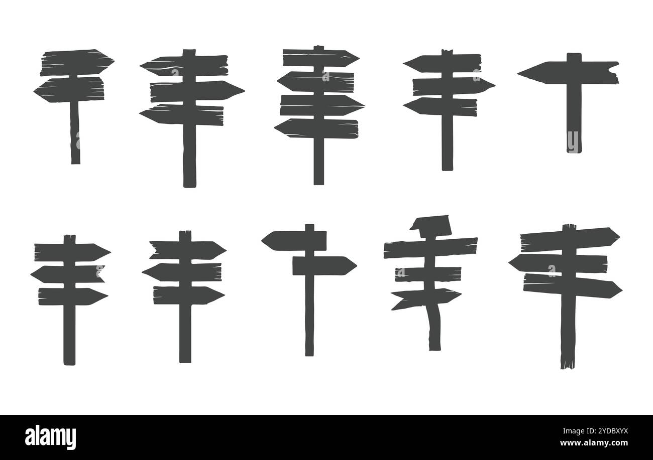 Silhouette de panneau indicateur en bois, vecteurs de panneau indicateur en bois, silhouette de panneaux en bois, silhouette de panneaux indicateurs, ensembles de vecteurs de panneaux indicateurs Illustration de Vecteur
