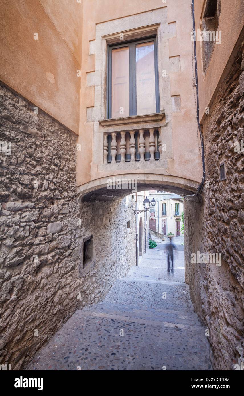 Sant Domenec Street - Pujada de Sant Domènec -, quartier juif, Gérone, Espagne Banque D'Images