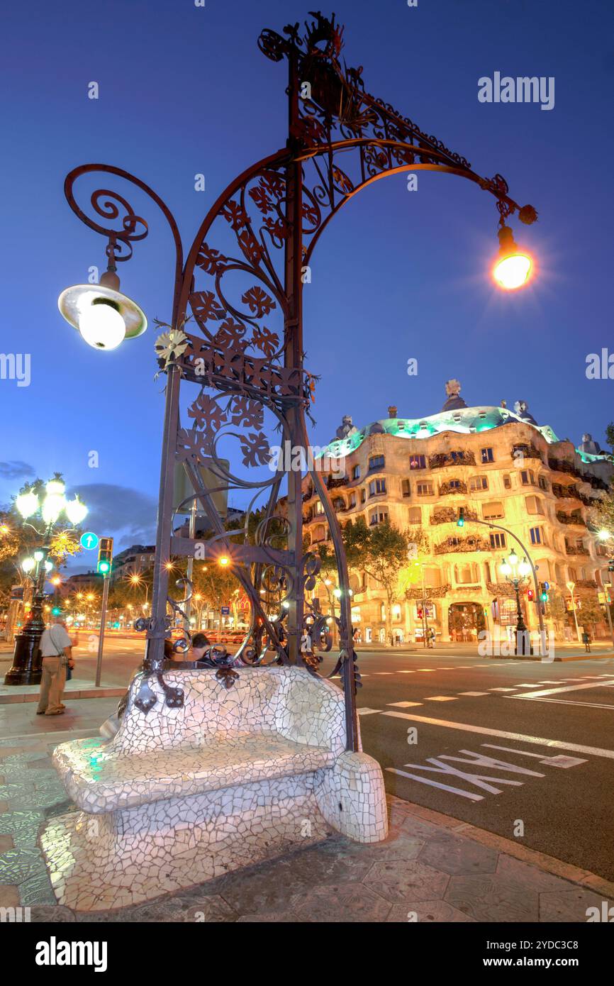 Bâtiment la Pedrera de Antonio Gaudi, Barcelone, Espagne Banque D'Images