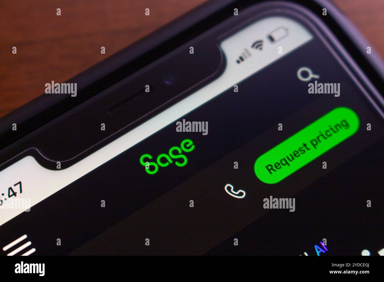 Vancouver, CANADA - Sep 30 2024 : site web de Sage (Sage.com) affiché dans un iPhone. Sage est un logiciel complet de gestion d'entreprise pour l'entreprise Banque D'Images