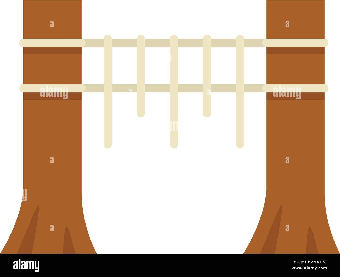 Cette illustration vectorielle d'un pont de corde est parfaite pour les projets liés à l'aventure, aux voyages et à surmonter les défis Illustration de Vecteur