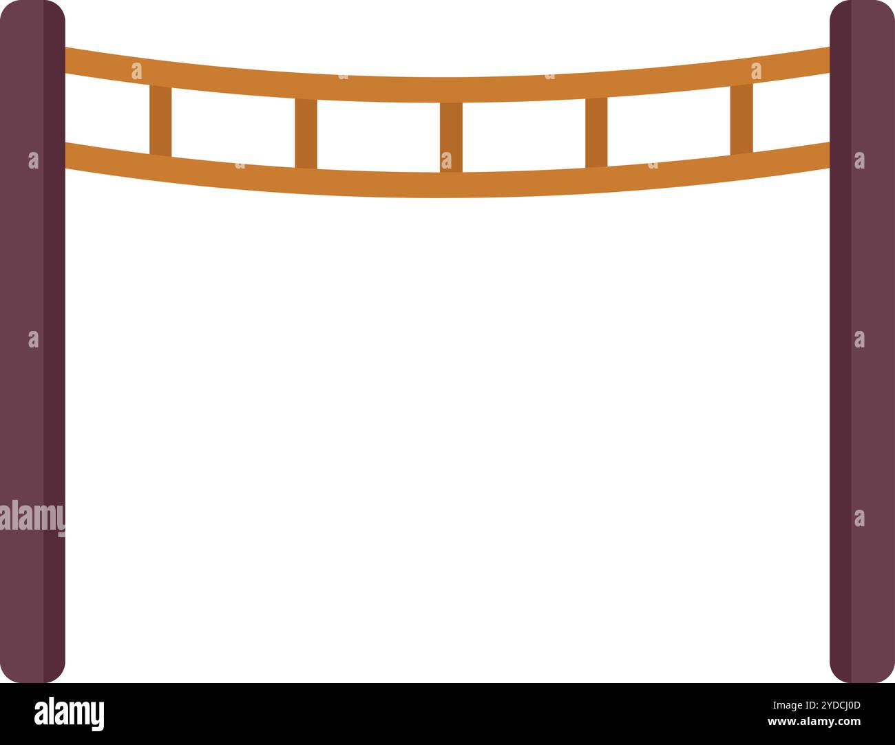 Icône simple d'un pont suspendu fait de corde et de planches de bois Illustration de Vecteur