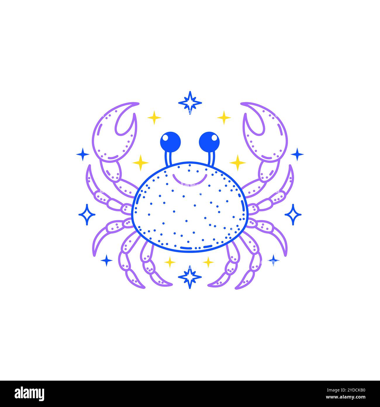 Signe du zodiaque du cancer dans le style doodle Illustration de Vecteur