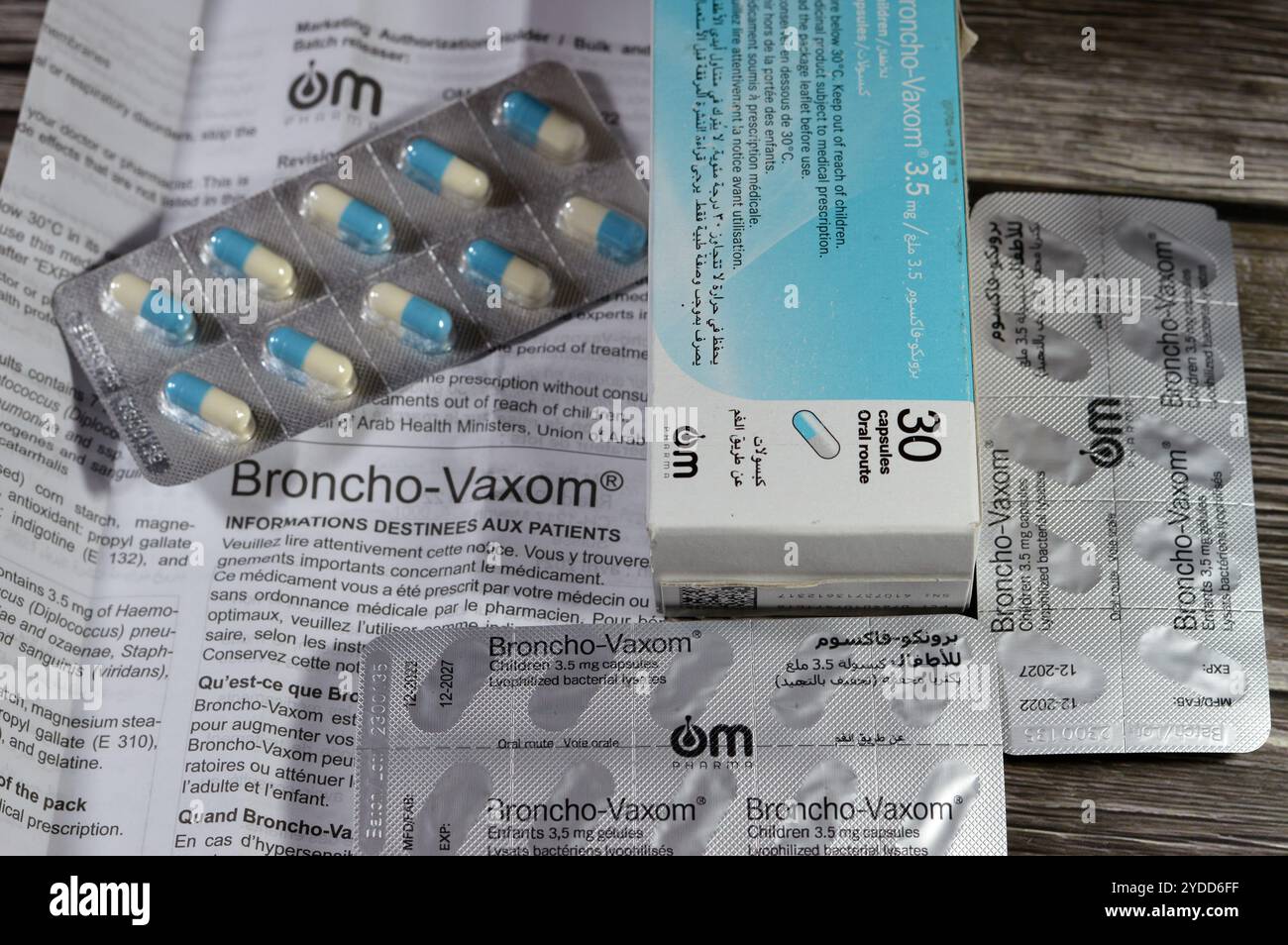 Le Caire, Egypte, 4 octobre 2024 : Brongo-Vaxom capsules pour enfants 3.5mg immunothérapie de l'infection des voies respiratoires, traitement, contrôle, prévention an im Banque D'Images