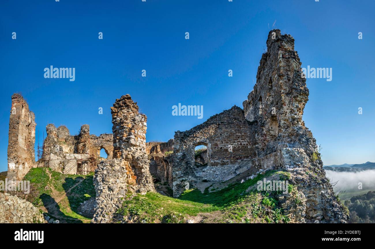 Ruines du château de Čičva (Čičava), XIIIe siècle, près de Vranov nad Topľou, région de Prešov, Slovaquie Banque D'Images