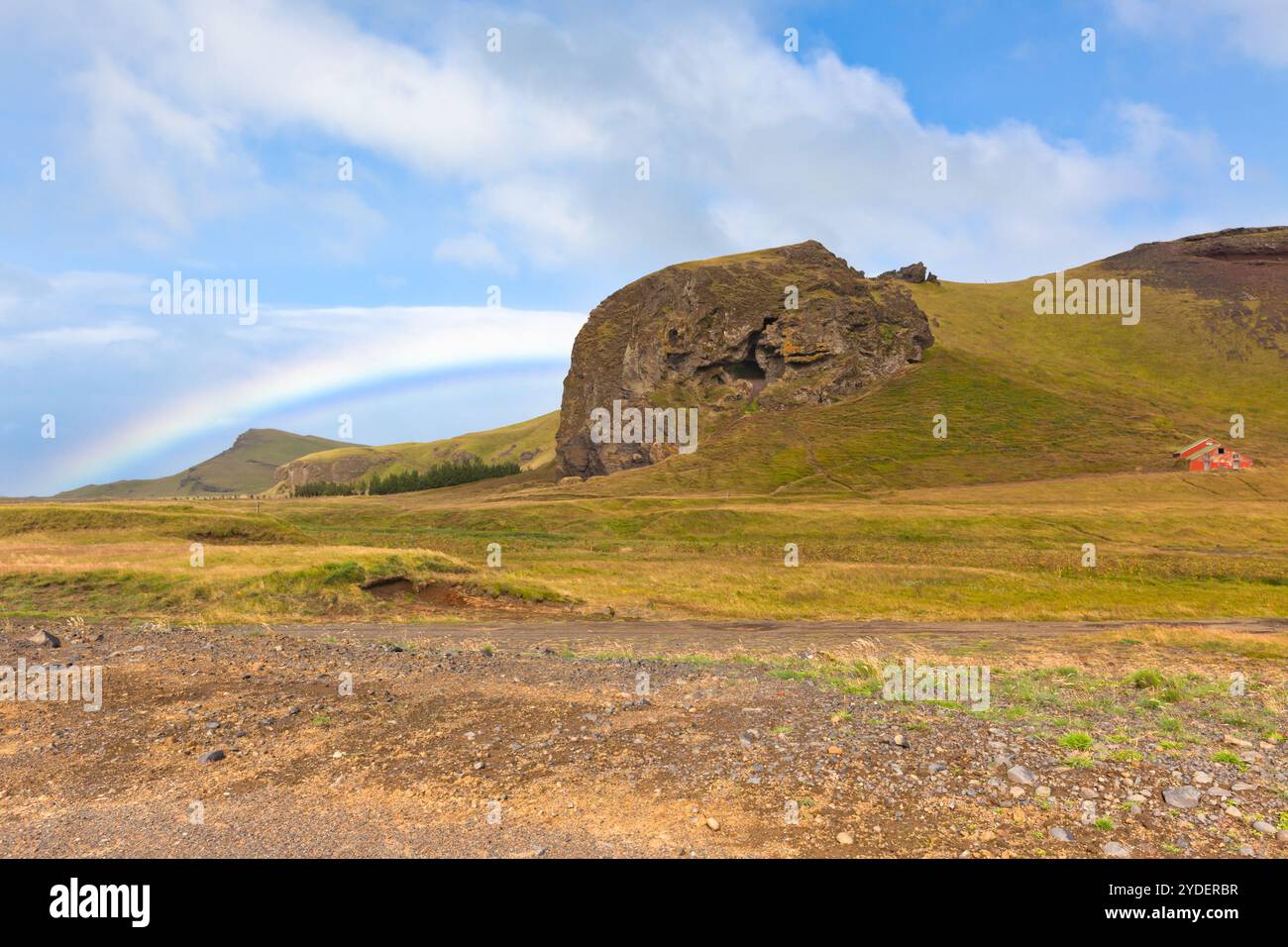 Paysage de l'Islande du sud avec rainbow Banque D'Images