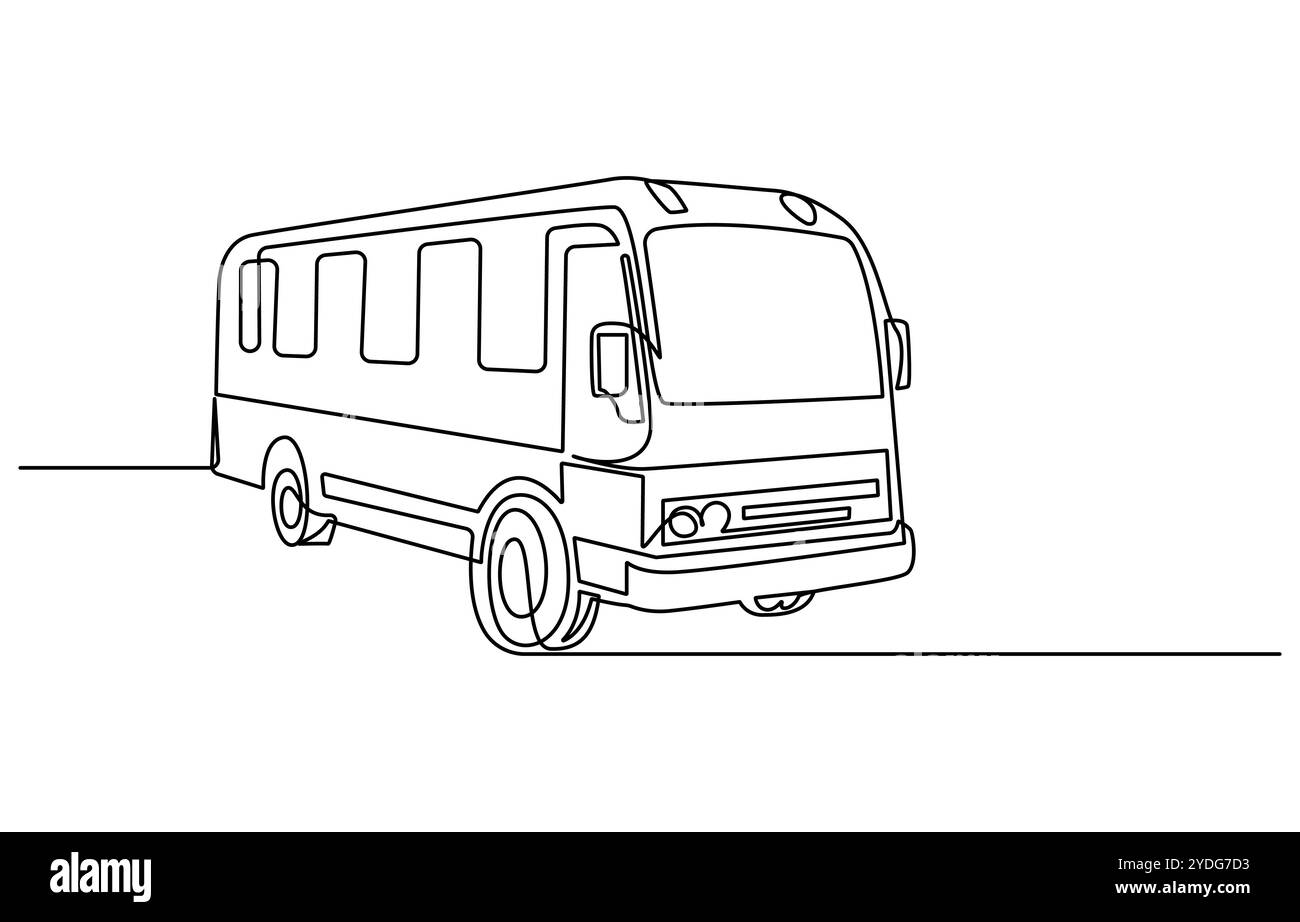 dessin continu d'une ligne d'un beau bus scolaire. illustration abstraite d'art au trait de thème éducatif, bus un dessin de ligne continu Illustration de Vecteur