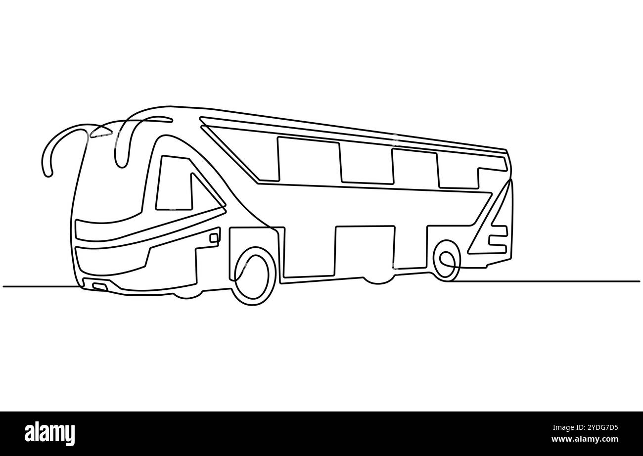 dessin continu d'une ligne d'un beau bus scolaire. illustration abstraite d'art au trait de thème éducatif, bus un dessin de ligne continu Illustration de Vecteur