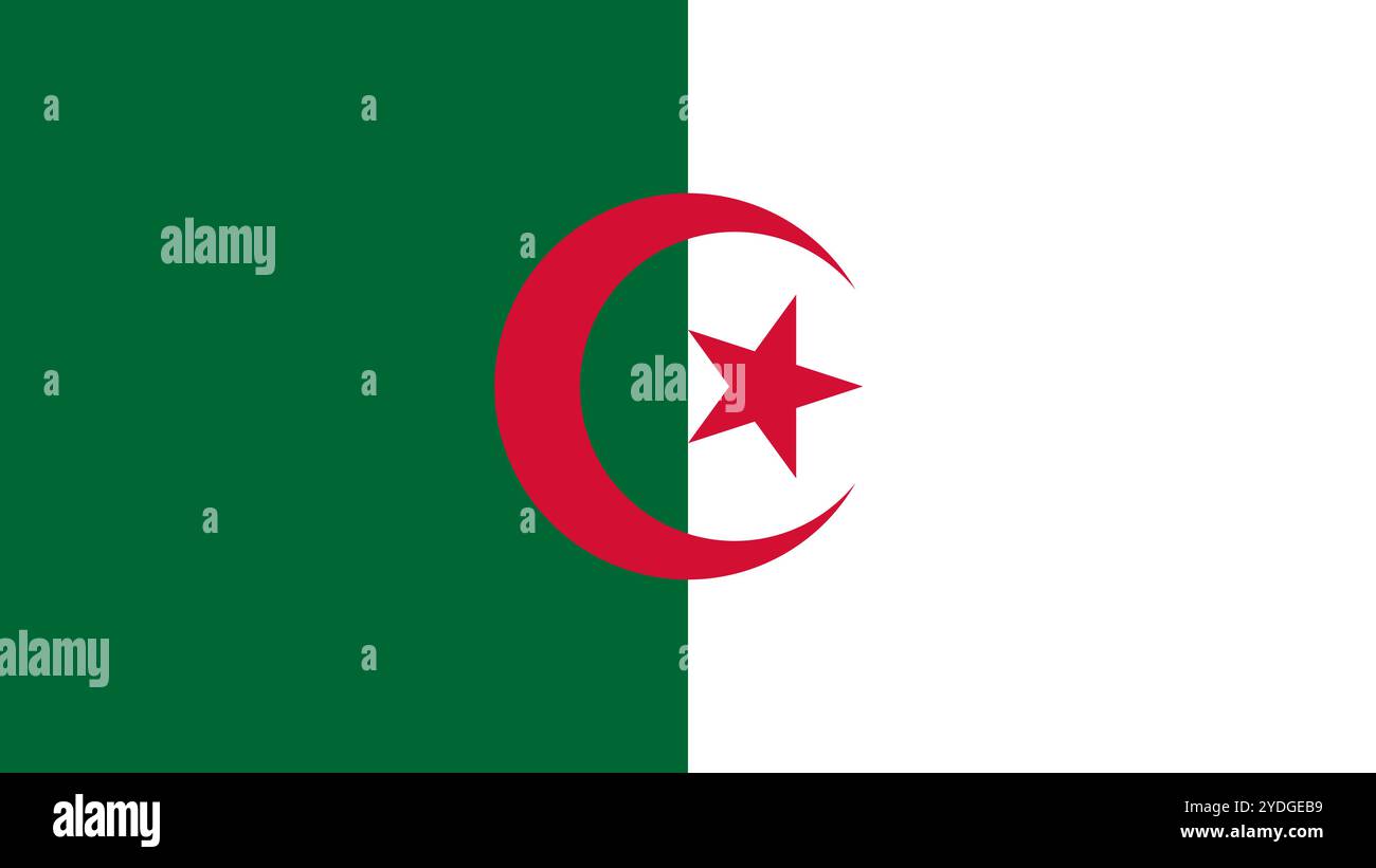 Drapeau de l'Algérie, format 16:9, drapeau de l'Algérie, images vectorielles Illustration de Vecteur