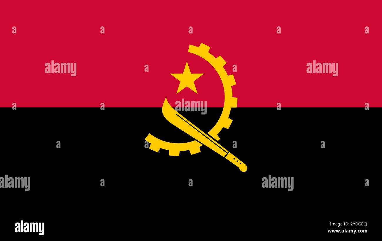 Drapeau de l'Angola, format 16:9, drapeau de l'Angola, images vectorielles Illustration de Vecteur