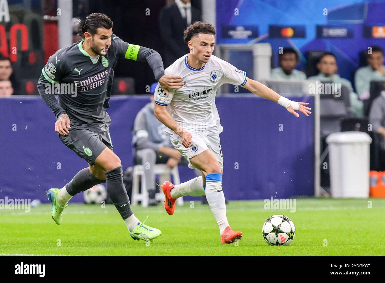 Milan 22 octobre 2024 - AC Milan - Club Brugge UEFA Champions League Football 2024/2025 - Chemsdine Talbi bruges Banque D'Images