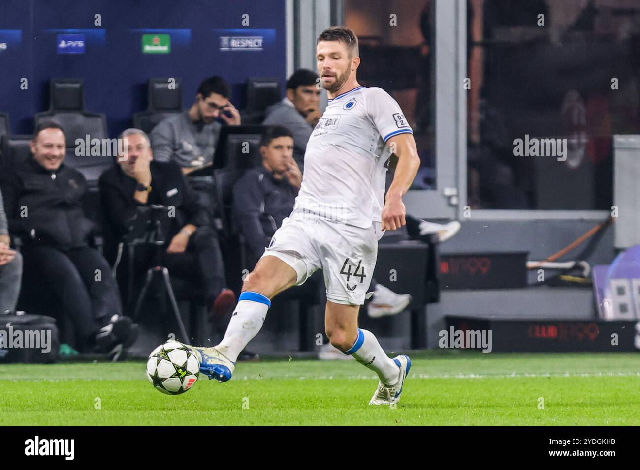 Milan 22 octobre 2024 - AC Milan - Club Brugge UEFA Champions League Football 2024/2025 - Brandon Mechele bruges Banque D'Images