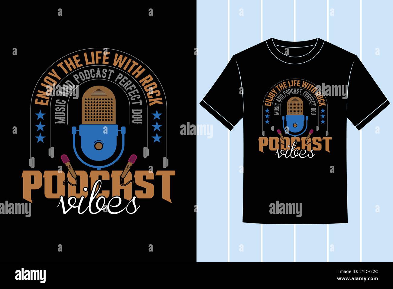 World Music Vibes T-shirt Design et meilleure illustration vectorielle de podcast de musique Illustration de Vecteur