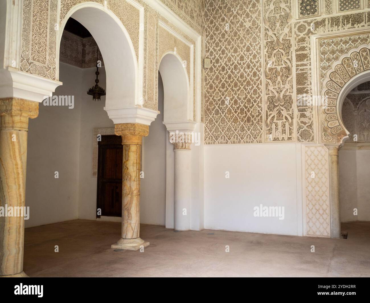 Salle de prière Ben Youssef Madrasa, Marrakech Banque D'Images