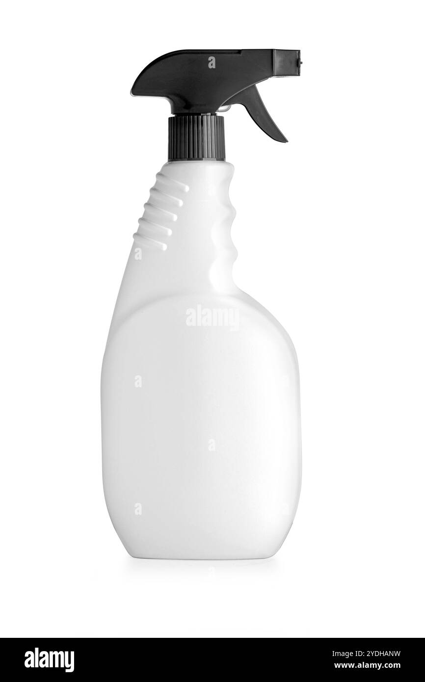 Vaporisateur nettoyant blanc avec distributeur en plastique. Nettoyant pour vitres. . Photo de haute qualité Banque D'Images