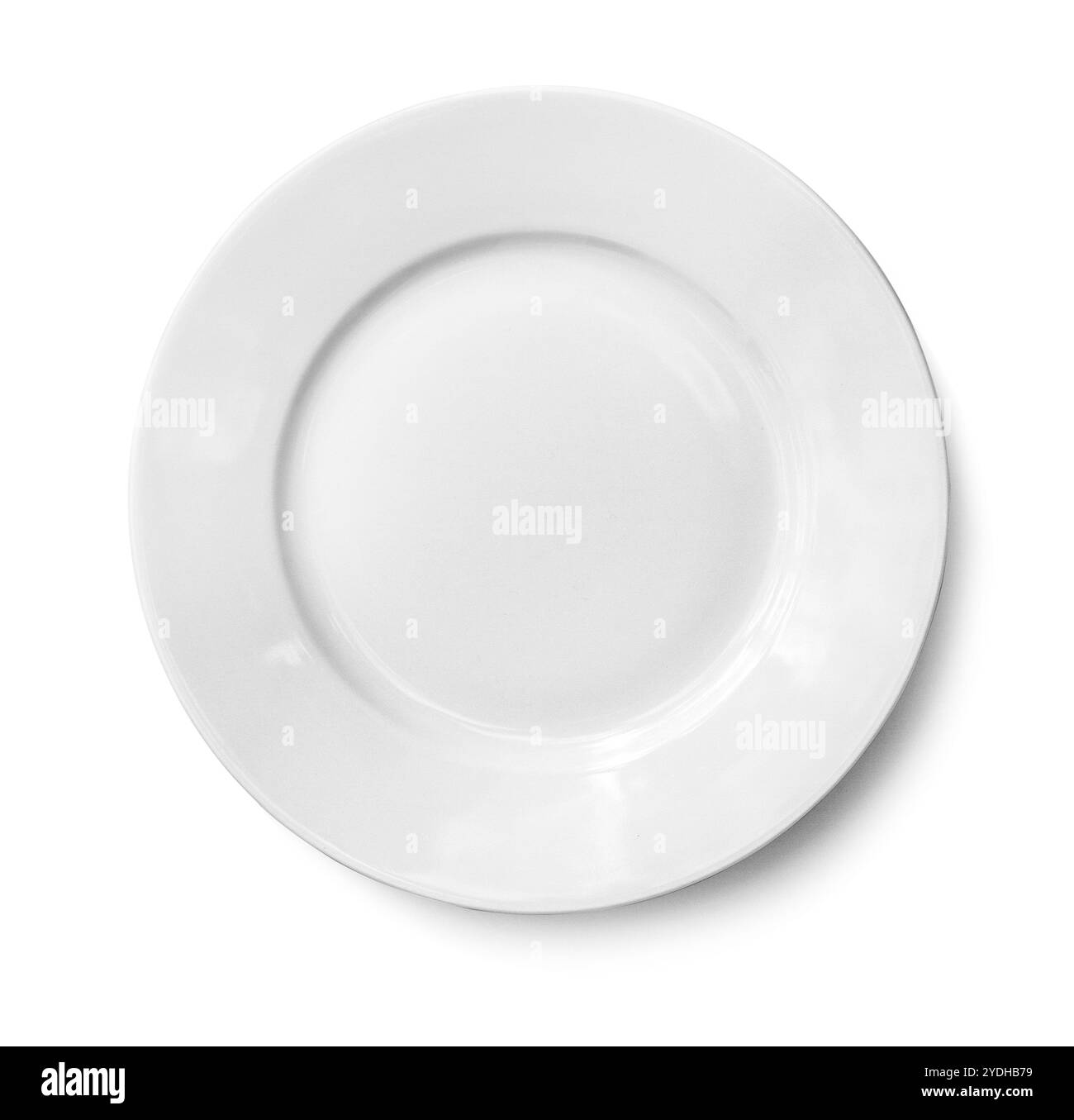 plaque blanche isolée sur fond blanc, vue de dessus Banque D'Images