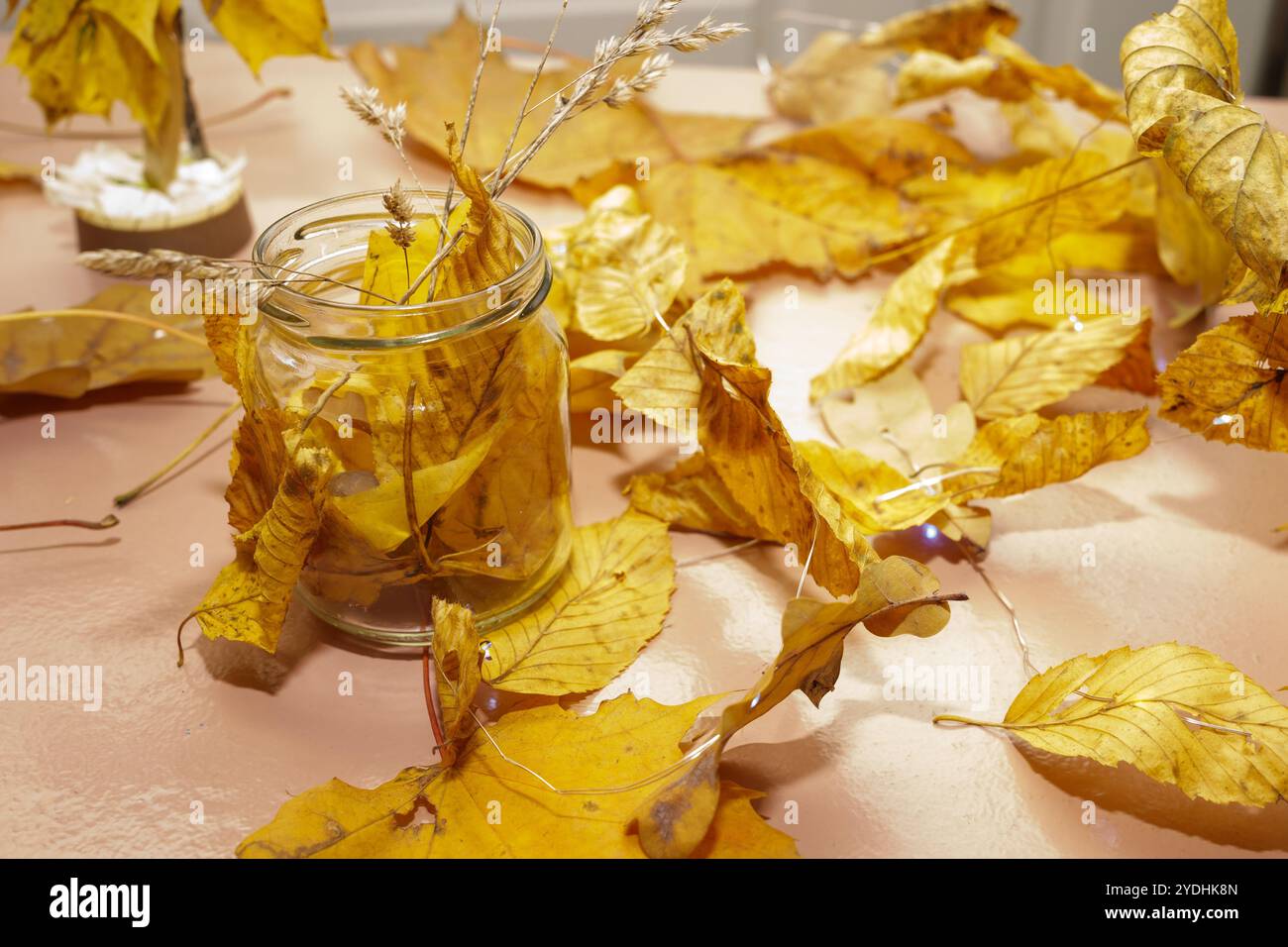 Les charmes de la forêt d'automne dans un bocal en verre Banque D'Images