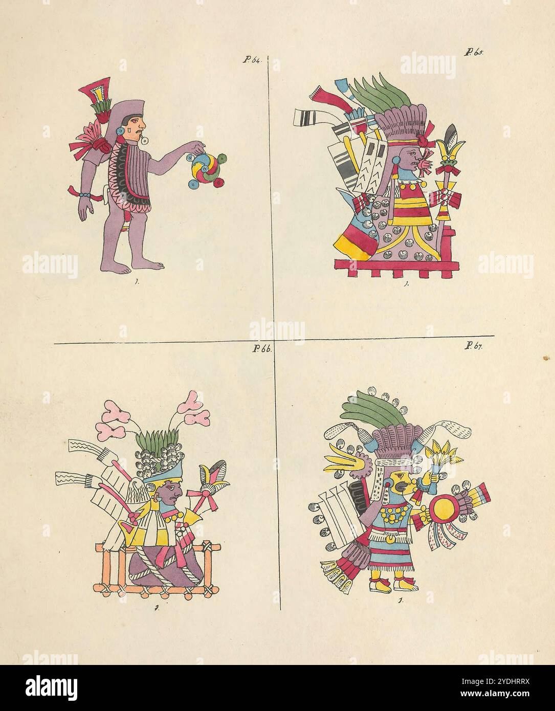 Fac-similé du Codex Ríos détenu par le Vatican (Codex Vaticanus A 3738), vers 1566, extrait du deuxième volume des Antiquités du Mexique. Le Codex Ríos est une traduction italienne et une augmentation d'un manuscrit espagnol de l'époque coloniale, Codex Telleriano-Remensis, qui est partiellement attribué à Pedro de los Ríos, un frère dominicain travaillant à Oaxaca et Puebla entre 1547 et 1562 Banque D'Images