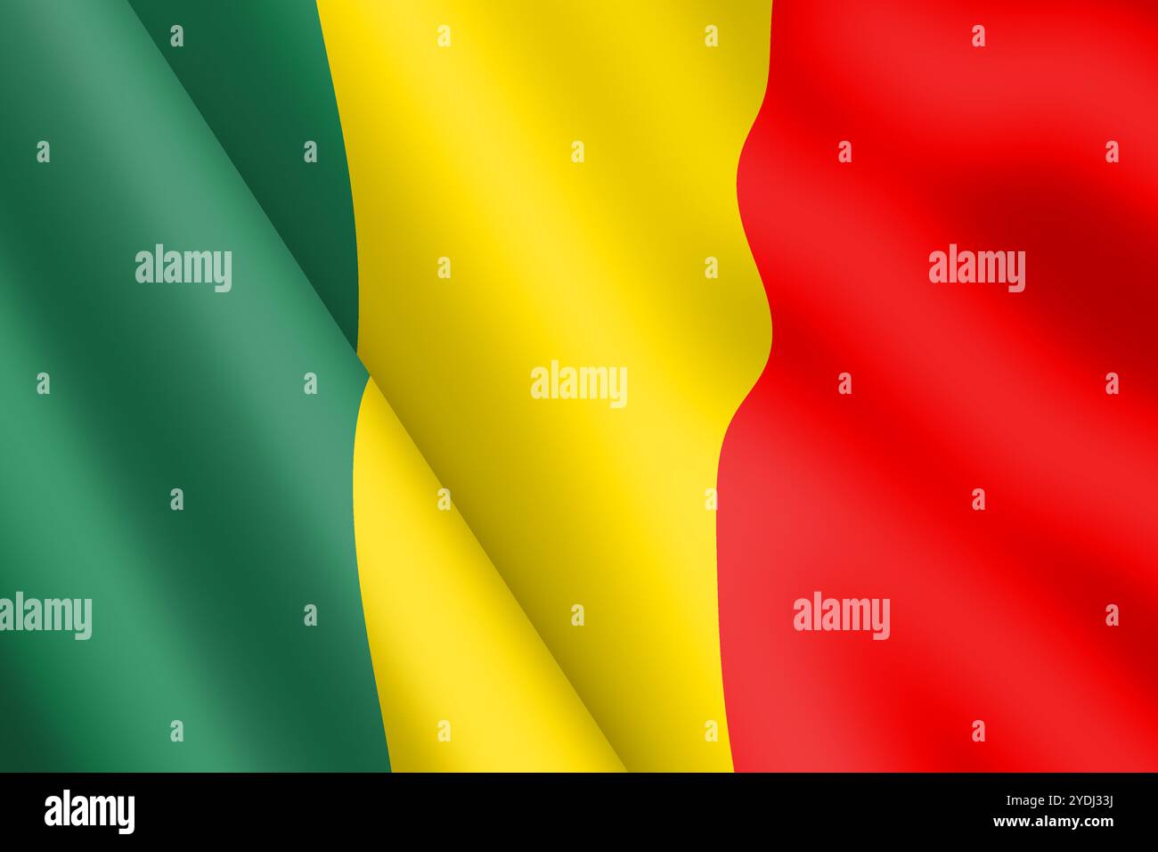 Illustration 3d d'un drapeau agitant du Mali Banque D'Images