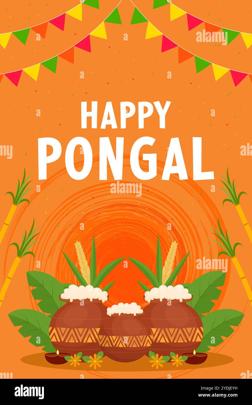 plat heureux festival pongal illustration bannière verticale Illustration de Vecteur