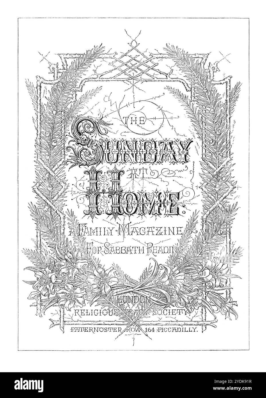 Vintage ornées livre gravé frontispice de The Sunday at Home : a Family Magazine for Sabbath Reading 1872 Annual. Publié par la Religious Tract Society. Banque D'Images