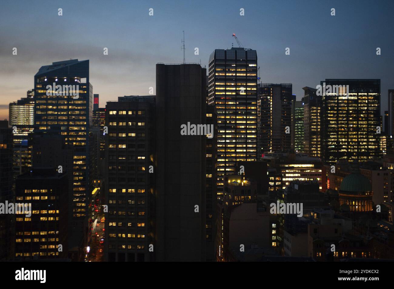 09.05.2018, Sydney, Nouvelle-Galles du Sud, Australie, vue du quartier des affaires de Sydney au crépuscule depuis les Fraser Suites Apartments, Océanie Banque D'Images