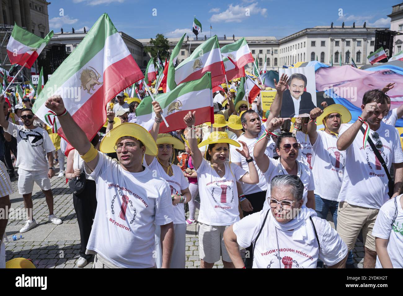 29.06.2024, Berlin, Allemagne, Europe, des milliers d'exilés iraniens protestent sous le slogan Europe Banque D'Images