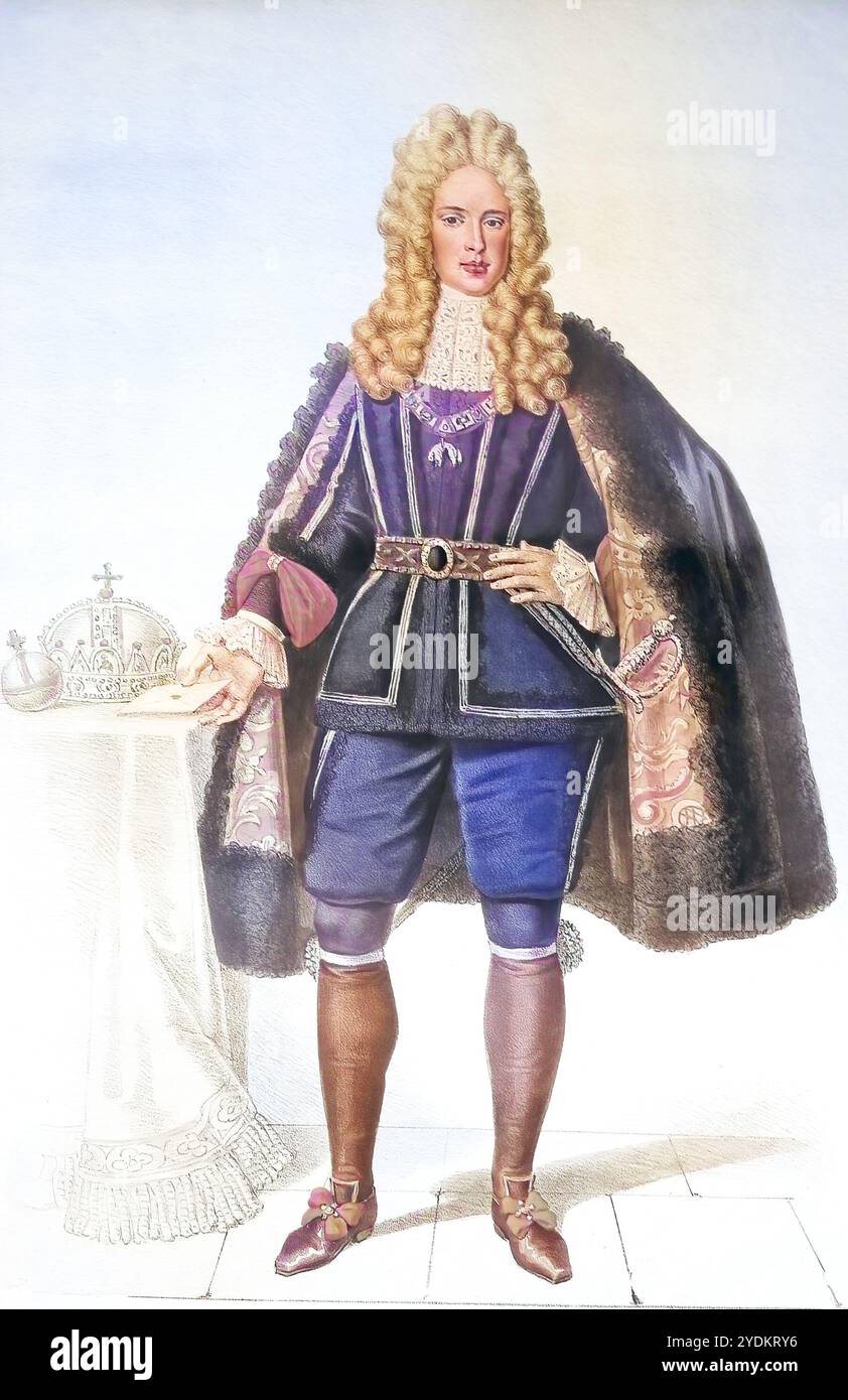 Joseph I. (geb. 26. Juillet 1678 à Wien ; est. 17. Avril 1711 ebenda) War ein Fürst aus dem Hause Habsburg und von 1705 bis 1711 Römisch-deutscher Kaiser und König von Böhmen, Ungarn und Kroatien, Historisch, digital restaurierte Reproduktion von einer Vorlage aus dem 19. Jahrhundert, date du dossier non précisée Banque D'Images