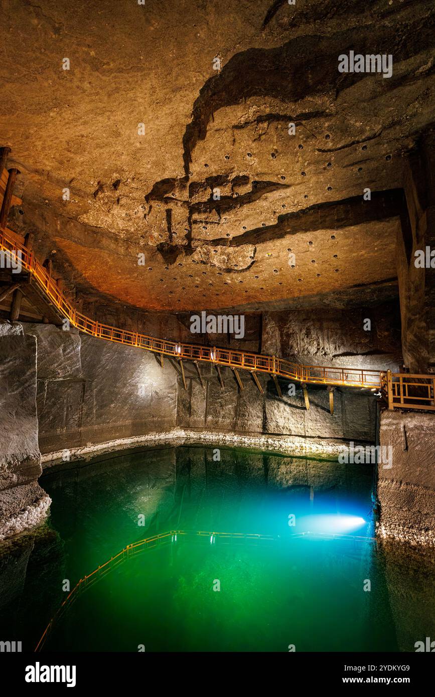 Lac souterrain, mine de sel de Wieliczka, Pologne Banque D'Images