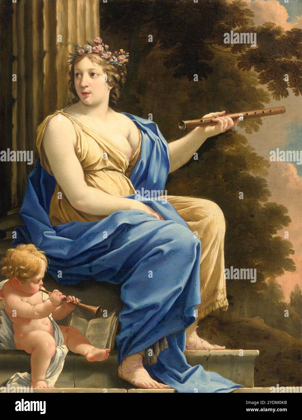 Euterpe , muse de la musique et de la poésie lyrique de Simon Vouet Banque D'Images