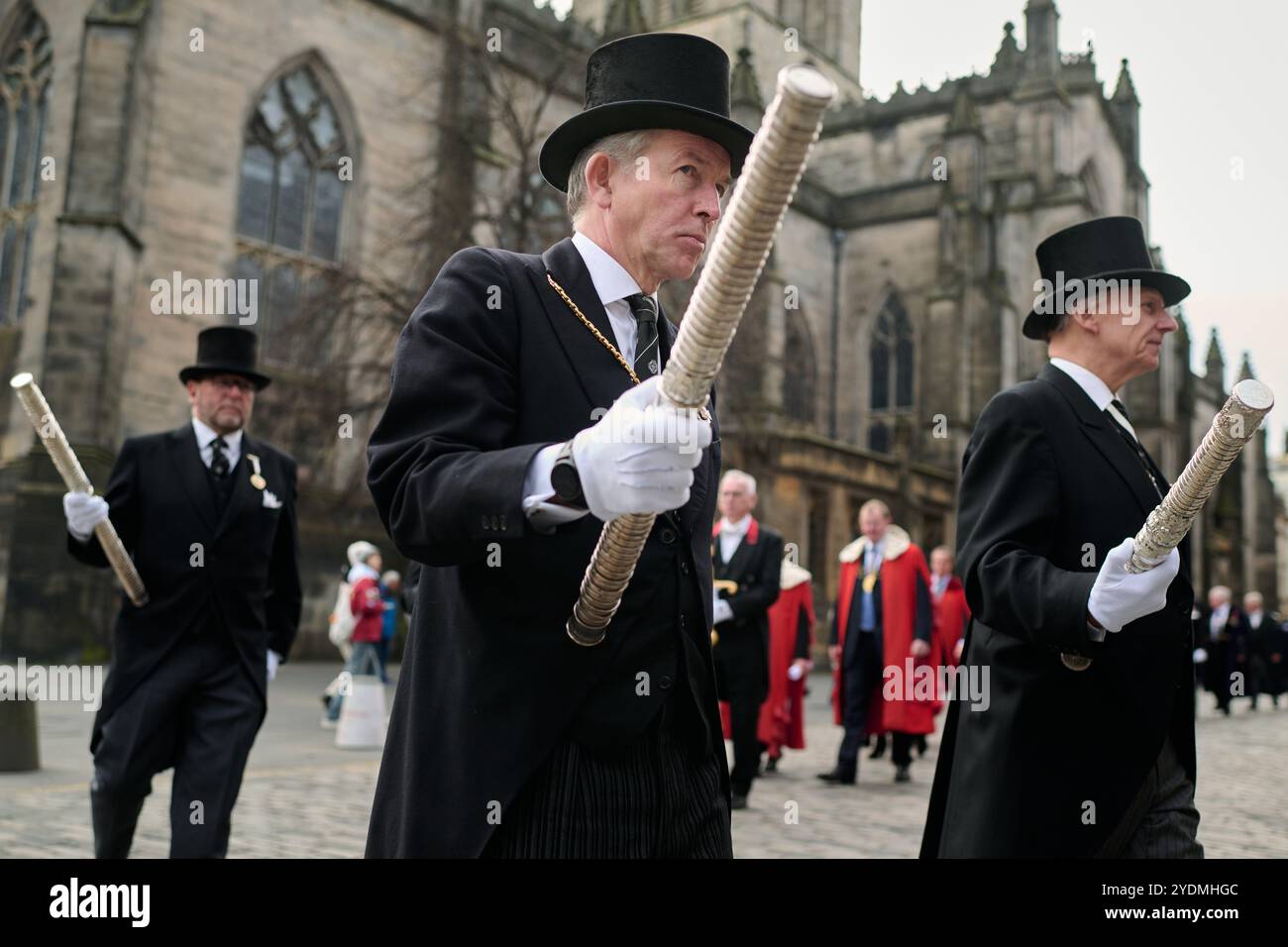 Édimbourg Écosse, Royaume-Uni 27 octobre 2024. Procession de la cathédrale St Giles aux chambres de la ville suivant le Service académique. crédit sst/alamy live news Banque D'Images