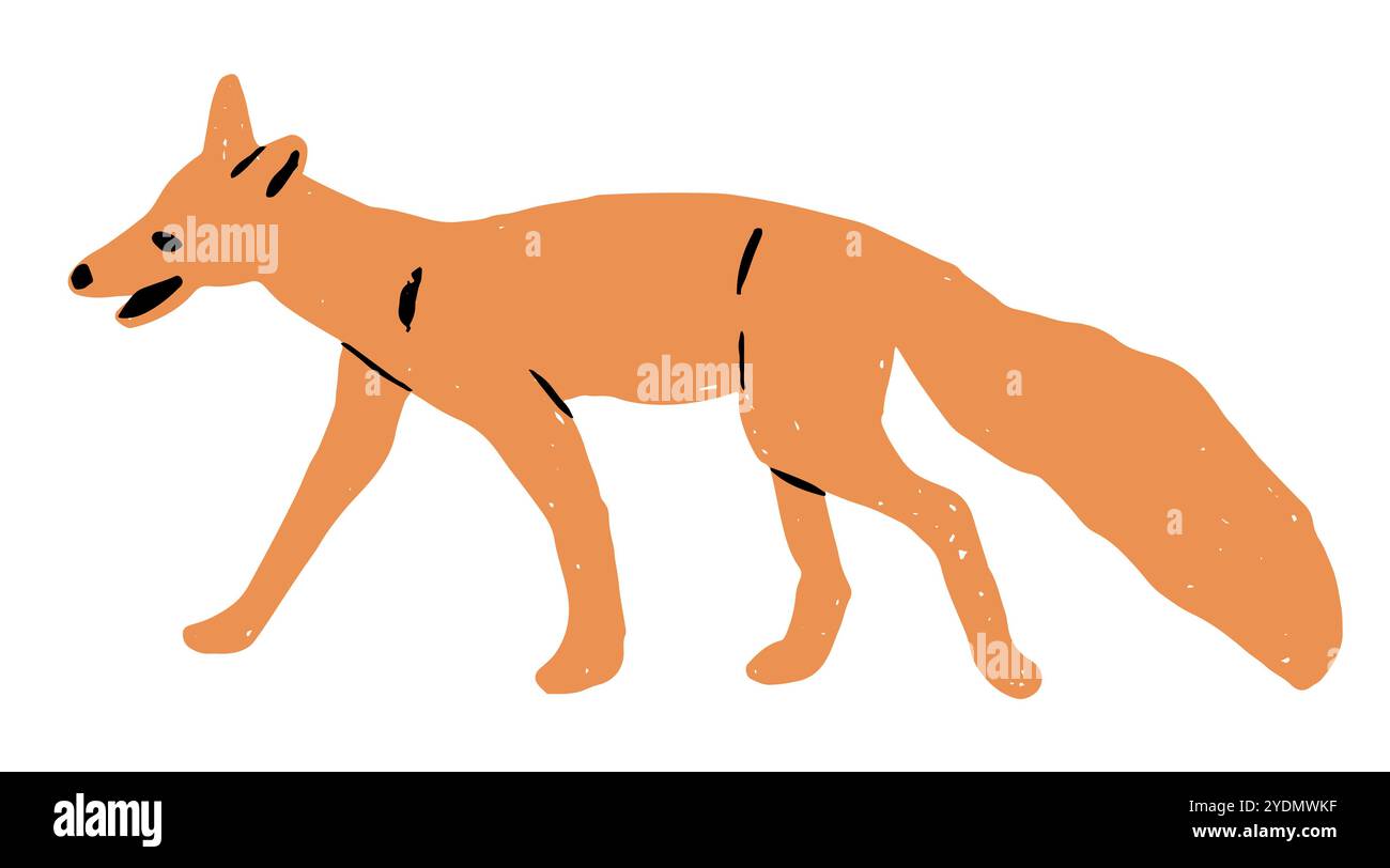 Cartoon Fox. Mignon renard se faufilant pendant la chasse. Renard de personnage de vecteur, icône de renard de prédateur ou animaux sauvages de forêt mammifères. Icône d'animal vectoriel. Animal i Illustration de Vecteur