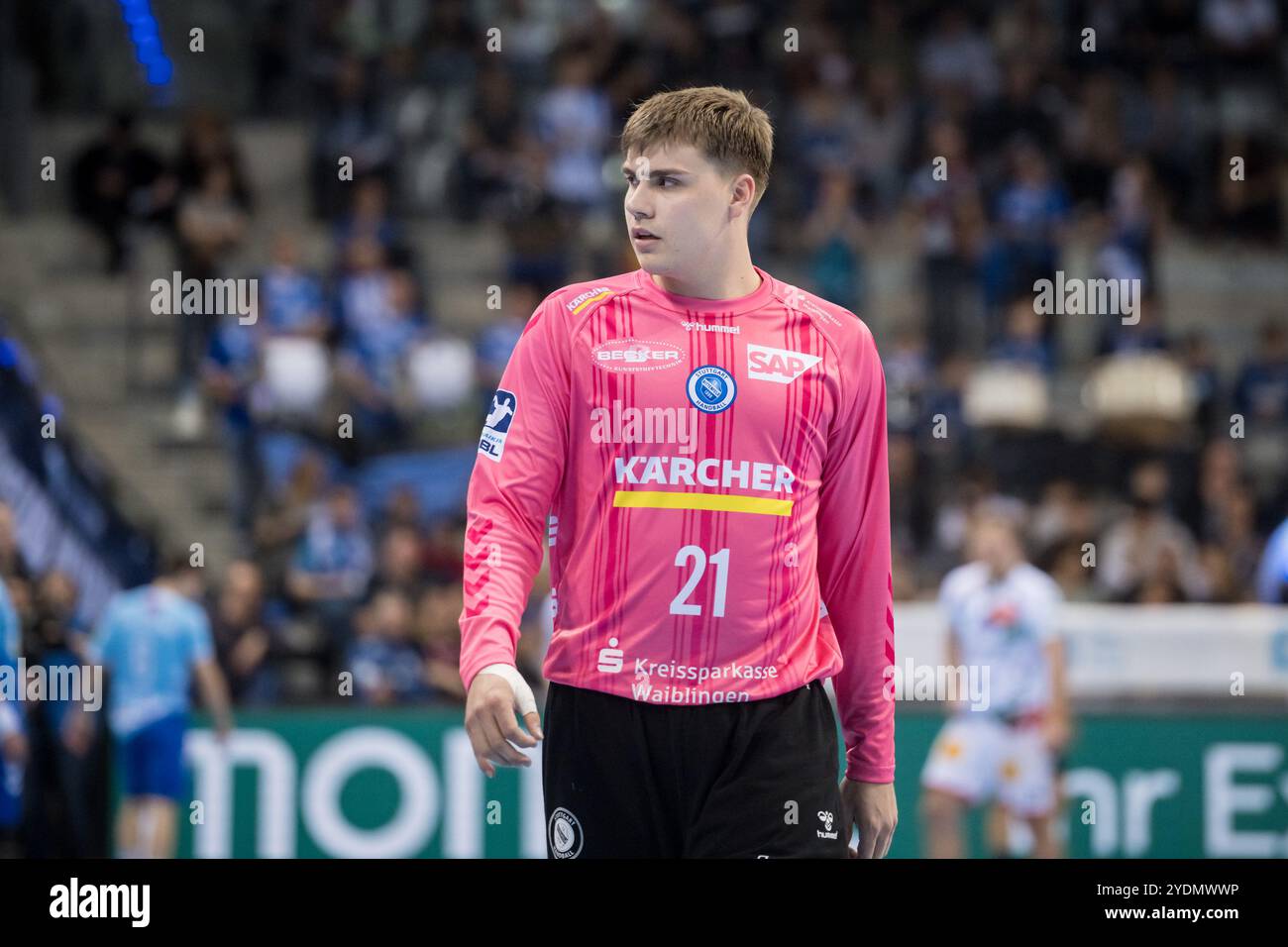 Luca Tschentscher (TVB Stuttgart, #21) / GER, TVB Stuttgart - SC Magdeburg, Handball, Bundesliga, HBL, 8. Spieltag, Spielzeit 2024/2025, 27.10.2024, Stuttgart (Porsche Arena) Foto : Eibner/Sandy Dinkelacker Banque D'Images