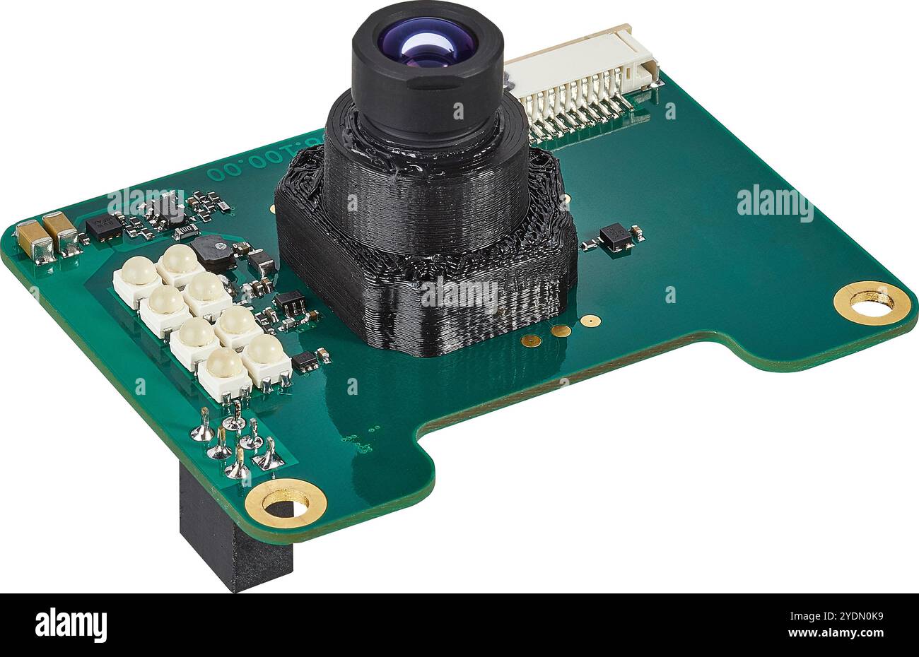 Caméra vidéo miniaturisée sur une carte de circuit imprimé verte en kit Banque D'Images