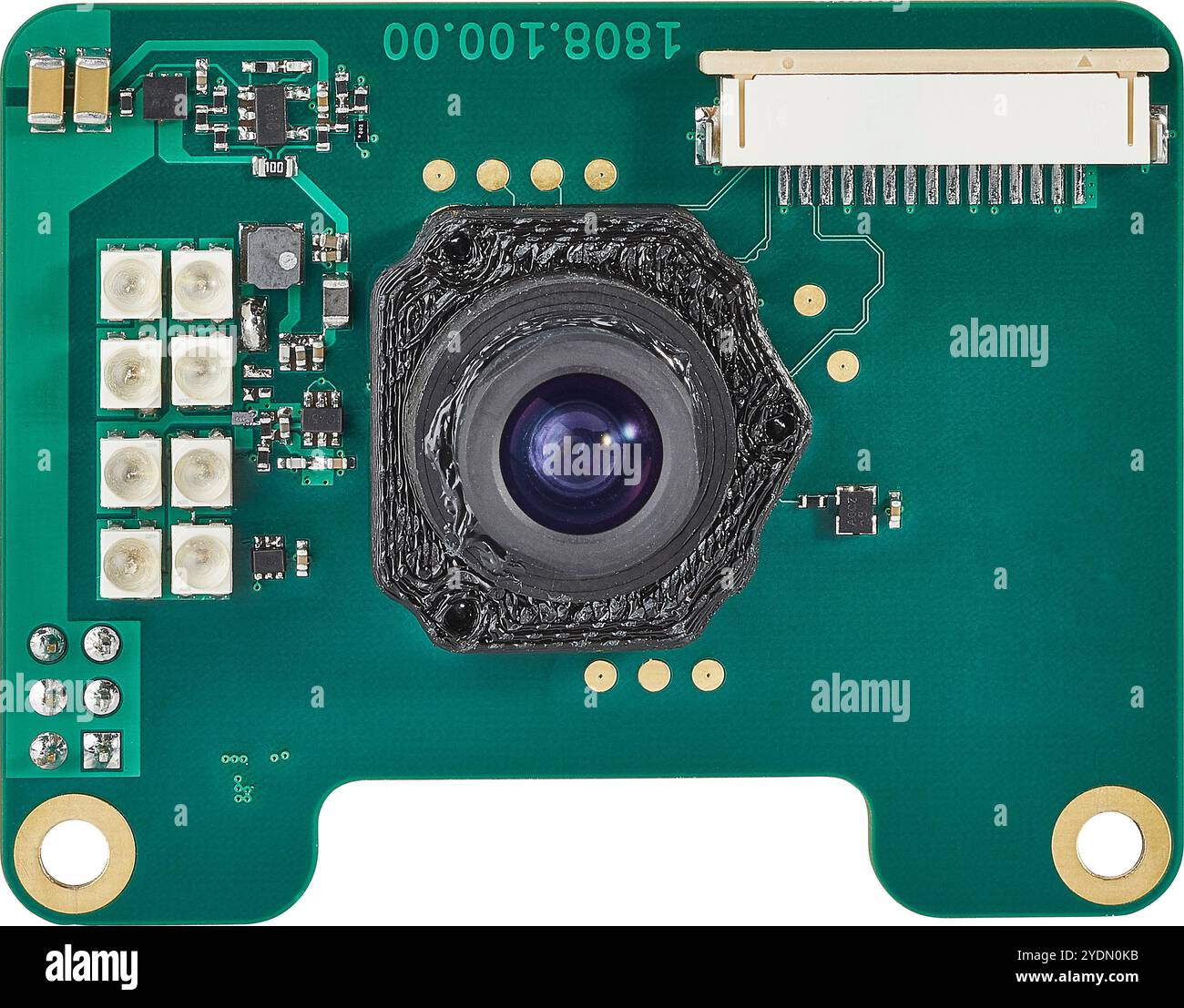 Caméra vidéo miniaturisée sur une carte de circuit imprimé verte en kit Banque D'Images