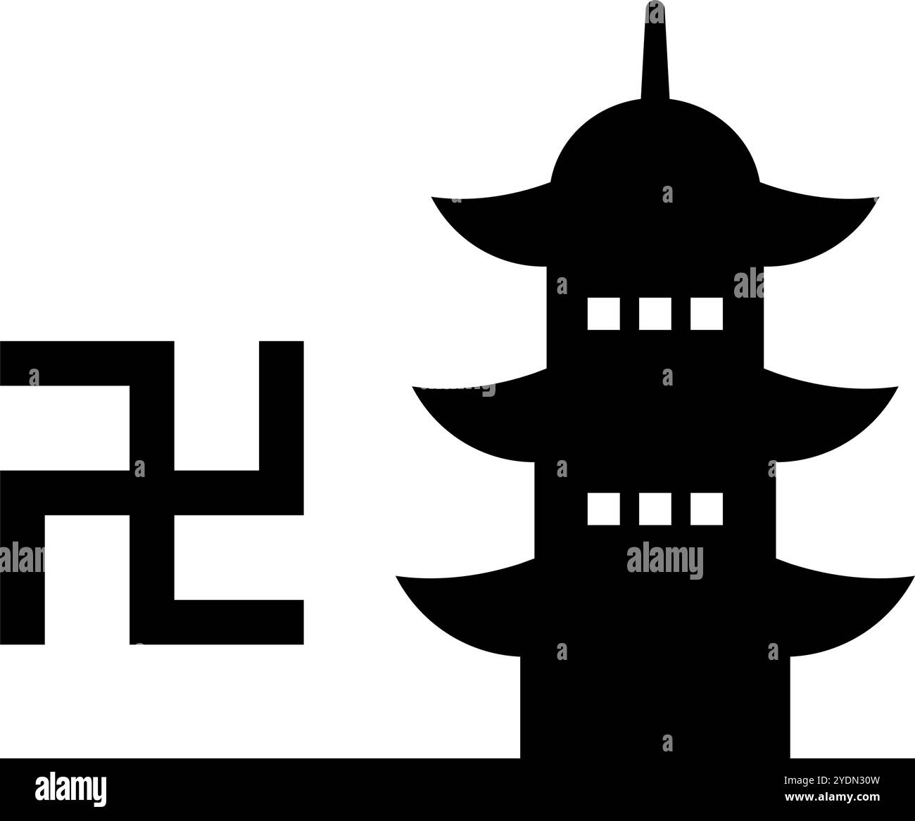 Symbole de carte de temple et icône de silhouette de temple. Vecteur modifiable. Illustration de Vecteur